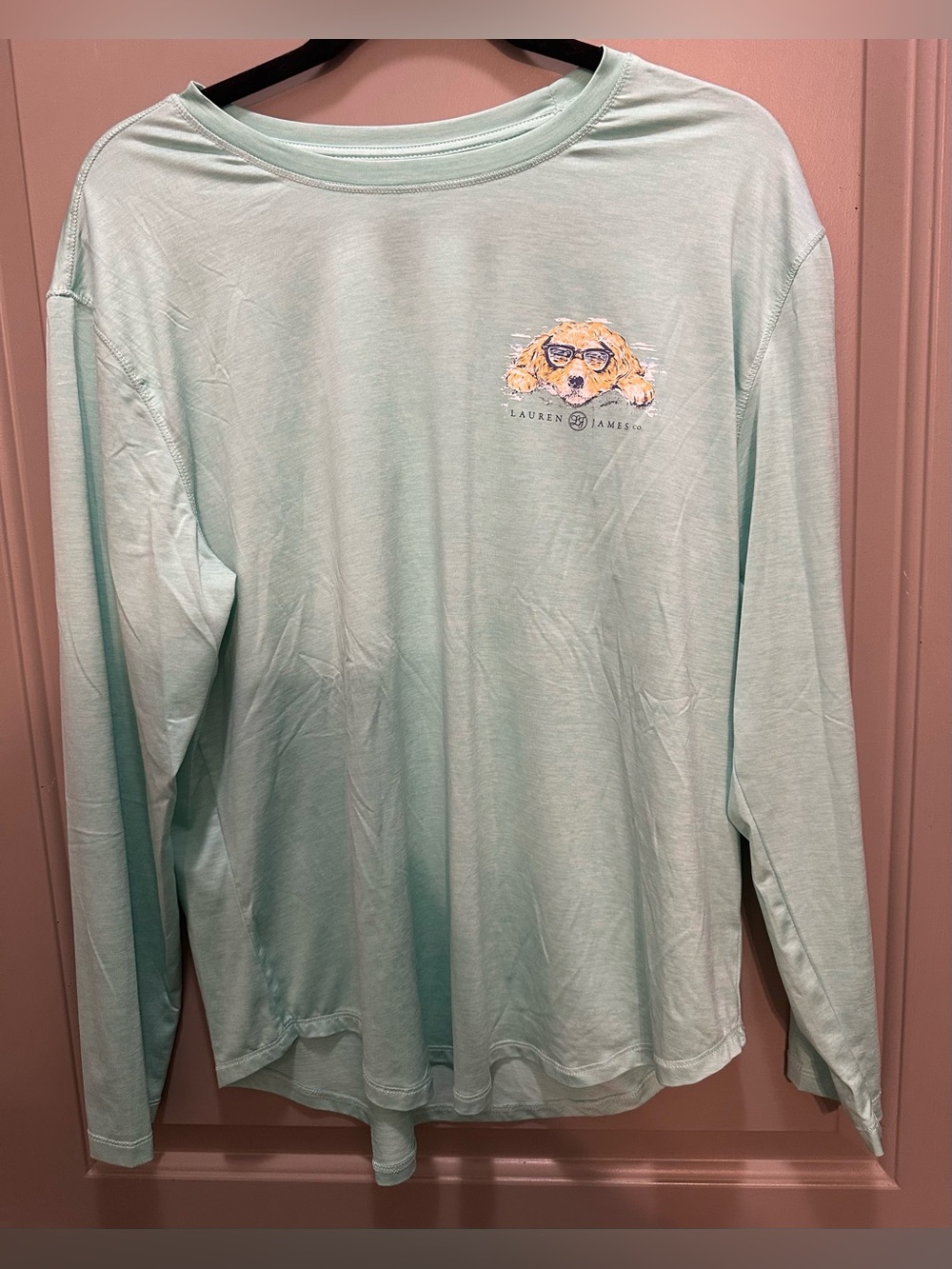 Lauren James Size L Long Sleeve Green Graphic Tee EUC